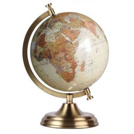 GLOBE RETRO 18 CM ANTIQUE PIED LAITON