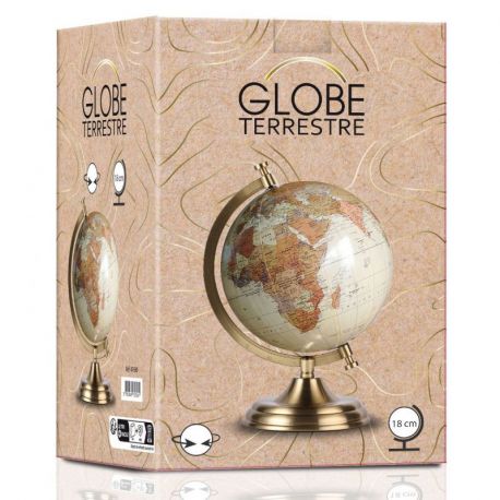 GLOBE RETRO 18 CM ANTIQUE PIED LAITON