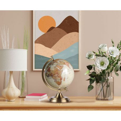 GLOBE RETRO 18 CM ANTIQUE PIED LAITON