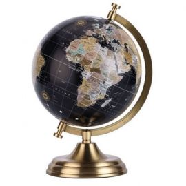 GLOBE RETRO 18 CM NOIR PIED LAITON