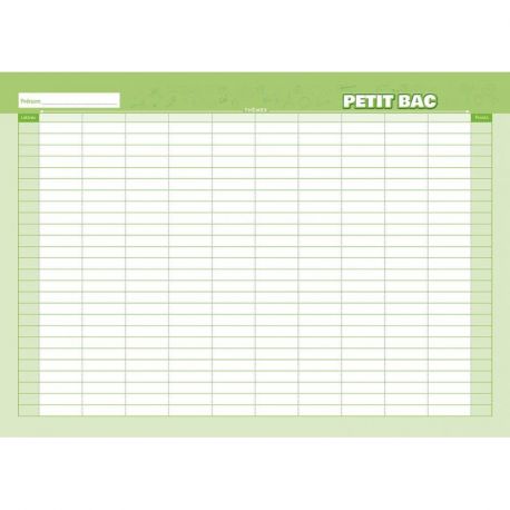 MON JEU DU PETIT BAC 60 FEUILLES A DETACHER