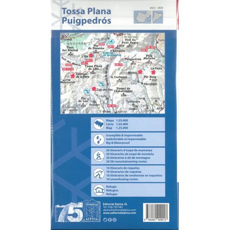 CARTE HIVER TOSSA PLANA PUIGPEDROS ITIN RAQUETTE/SKI RANDO WATERPROOF