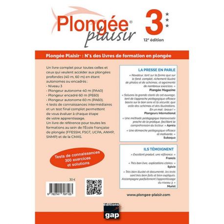 PLONGEE PLAISIR 3 NIV 3 TESTS DE CONNAISSANCES