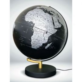 GLOBE 30 CM NOIR LUMINEUX PIED DORE/NOIR