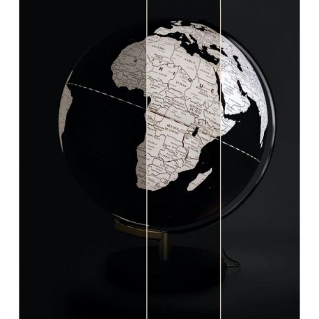 GLOBE 30 CM NOIR LUMINEUX PIED DORE/NOIR