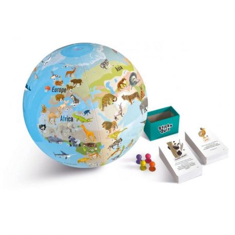JEU ANIMAUX DU MONDE STICK AND QUIZ GLOBE 30CM
