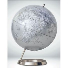 GLOBE 30 CM INCLINE ARGENT CARTO BLANCHE POLITIQUE