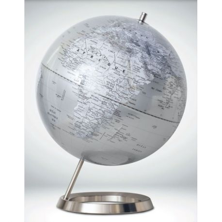 GLOBE 30 CM INCLINE ARGENT CARTO BLANCHE POLITIQUE