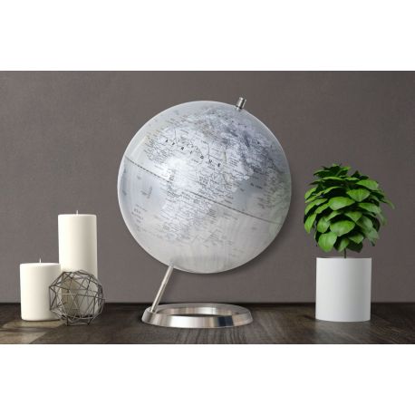 GLOBE 30 CM INCLINE ARGENT CARTO BLANCHE POLITIQUE