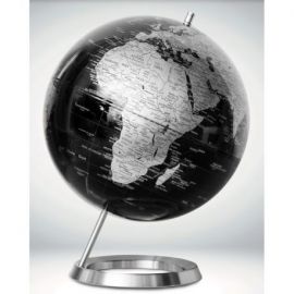 GLOBE 30 CM INCLINE NOIR CARTO ARGENT POLITIQUE