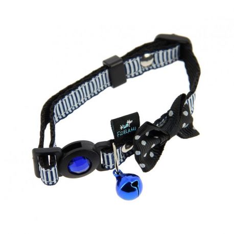 COLLIER CHAT - ANTI-ETRANGLEMENT A CLOCHETTE - NOEUD - TU 20 A 30 CM
