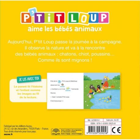 P'TIT LOUP AIME LES BEBES ANIMAUX JE LIS AVEC TOI