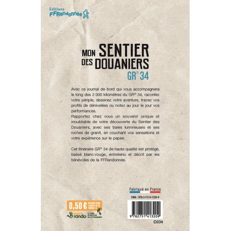 GR34 MON SENTIER DES DOUANIERS C034 - CARNET DE RANDONNEE