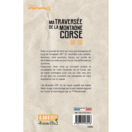 GR20 MA TRAVERSEE DE LA MONTAGNE CORSE - C020 - CARNET DE RANDONNEE