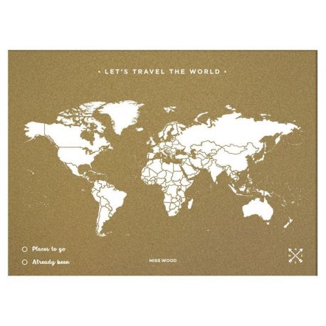 CARTE LIEGE - MONDE M - BLANC NATUREL  - CADRE BLANC 45CM X 30CM