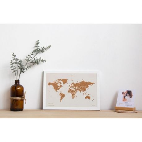 CARTE LIEGE MONDE S - SPECIAL EDITION BLANC - CADRE BLANC 30CM X 20 CM