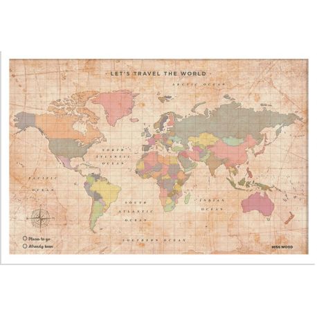 CARTE LIEGE - MONDE S OLD SCHOOL - CADRE BLANC 30CM X 20CM