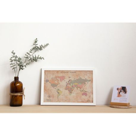 CARTE LIEGE - MONDE S OLD SCHOOL - CADRE BLANC 30CM X 20CM