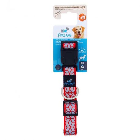 COLLIER MOTIF REFLECHISSANT ROUGE L 38 A 60 CM
