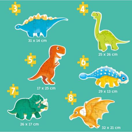 PUZZLE DINOSAURES 6 EN 1 - 39 PIECES