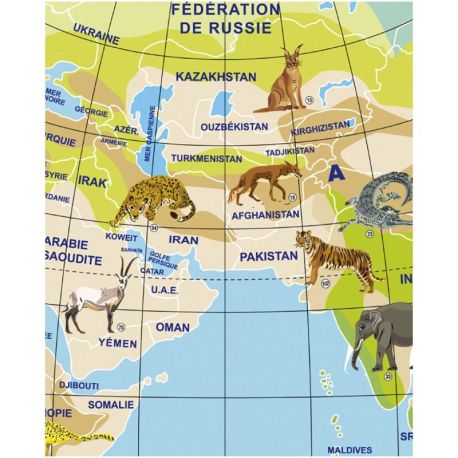 MAXI GLOSSY GLOBE PLANETE ANIMAUX 42 CM