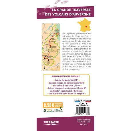 GR4/GR400/GR30 LA TRAVERSEE DES VOLCANS D'AUVERGNE - TOPOCARTE T631
