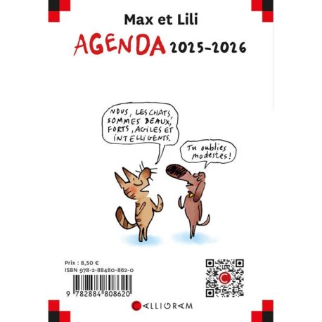 AGENDA SCOLAIRE 2025-2026 MAX ET LILI