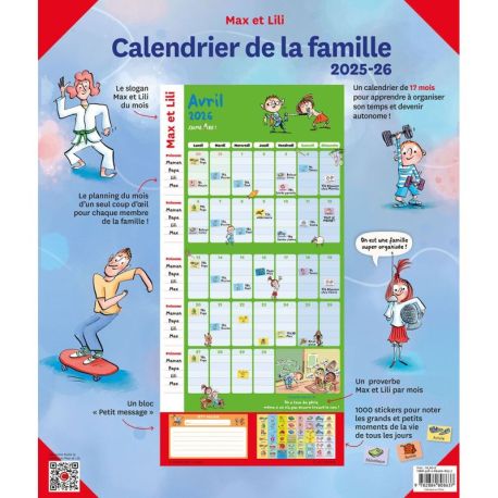 CALENDRIER DE LA FAMILLE 2025-2026 MAX ET LILI