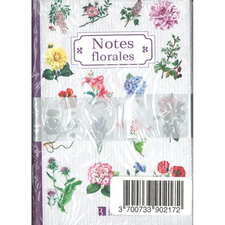 LOT DE 10 NOTES FLORALES PETIT CARNET DE NOTES