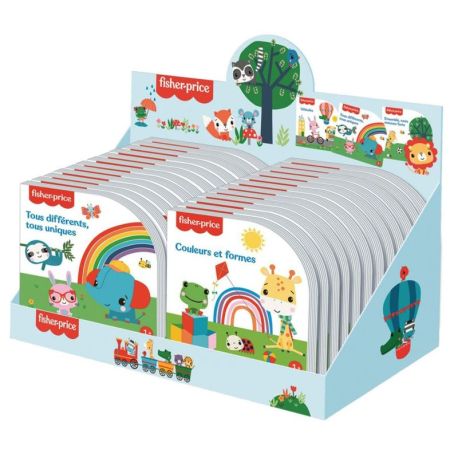 PLV COMPTOIR PLEINE 24EX - FISHER PRICE (4EX/TITRE - 6 TITRES)  - L 36 X P 18 X H 19.5 CM