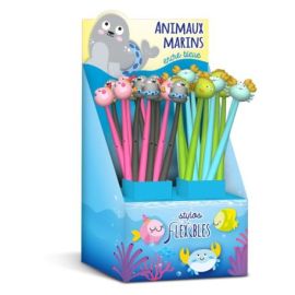 DISPLAY 24 STYLOS FLEXIBLES ANIMAUX MARINS (4 MODELES / 6EX)