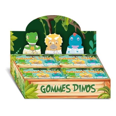 DISPLAY 24 SETS 3 GOMMES DINOSAURES