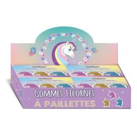 DISPLAY 24 SETS 3 GOMMES LICORNES A PAILLETTES
