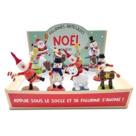 DISPLAY 12 FIGURINES EN BOIS ARTICULEES NOEL (6 MODELES/2 EX)