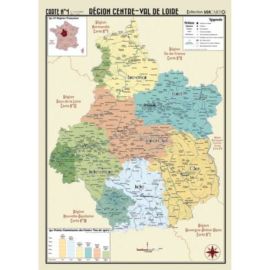 POSTER GEOGRAPHIQUE - CENTRE - VAL - DE - LOIRE - 50 X 70