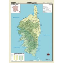POSTER GEOGRAPHIQUE - CORSE - 50 X 70