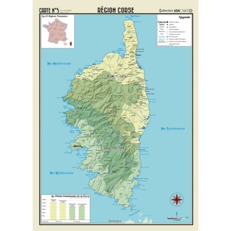 POSTER GEOGRAPHIQUE - CORSE - 50 X 70
