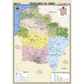 POSTER GEOGRAPHIQUE - HAUTS - DE - FRANCE - 50 X 70