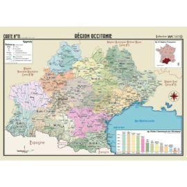 POSTER GEOGRAPHIQUE - OCCITANIE - 50 X 70