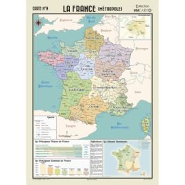 POSTER GEOGRAPHIQUE - FRANCE - 50 X 70