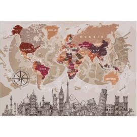 CARTE DU MONDE AVEC MONUMENTS 100 CM X 70 CM