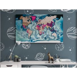 CARTE DU MONDE BLEUE 100 x 60 CM