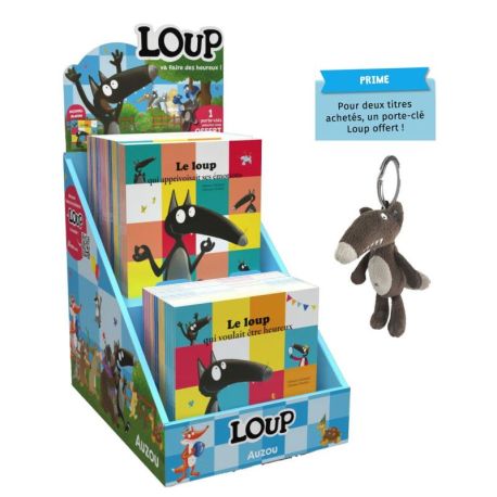 PLV DE TABLE PLEINE - MES P'TITS ALBUMS LOUP 40 VOL + PRIME PORTE-CLEF LOUP
