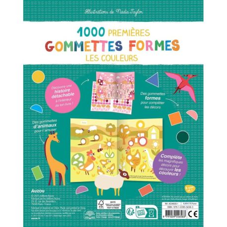 LES COULEURS - 1000 GOMMETTES FORME MES TOUT PREMIERS AUTOCOLLANTS