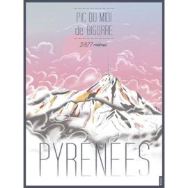 AFFICHE ILLUSTREE LE PIC DU MIDI DE BIGORRE 30 X 40 CM