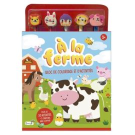 À LA FERME - BLOC COLORIAGE ET ACTIVITES + 5 CRAYONS AVEC GOMME