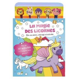 LA MAGIE DES LICORNES - BLOC COLORIAGE ET ACTIVITES + 5 CRAYONS AVEC GOMME