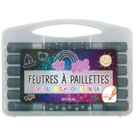 BOITE DE 12 FEUTRES A PAILLETTES (24 COULEURS)