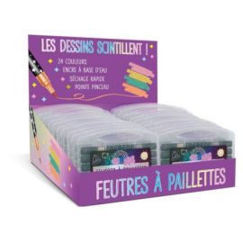 DISPLAY 20 BOITES DE 12 FEUTRES A PAILLETTES (24 COULEURS)