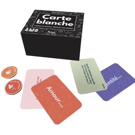 CARTE BLANCHE 350 CARTES + 8 BADGES ET REGLE DU